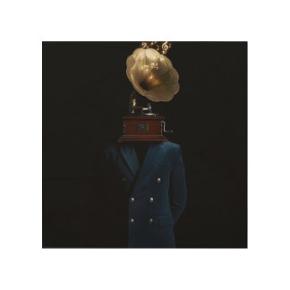 Gramophone Head Gentleman Wood Wall Art