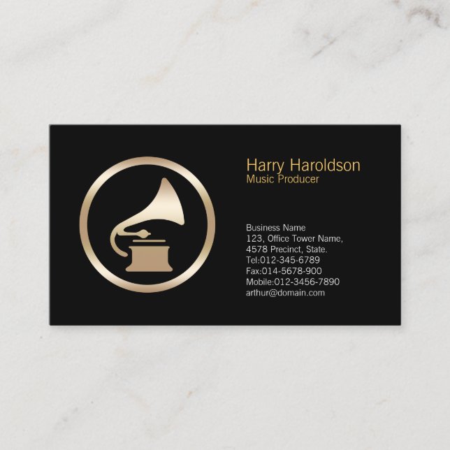 Gramophone Icon Music Producer Business Card (Front)