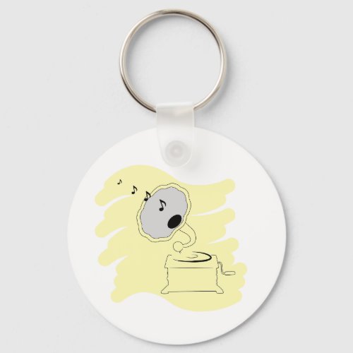  Gramophone with musical notes Keychain