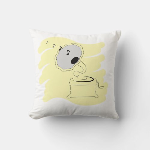  Gramophone with musical notes Throw Pillow