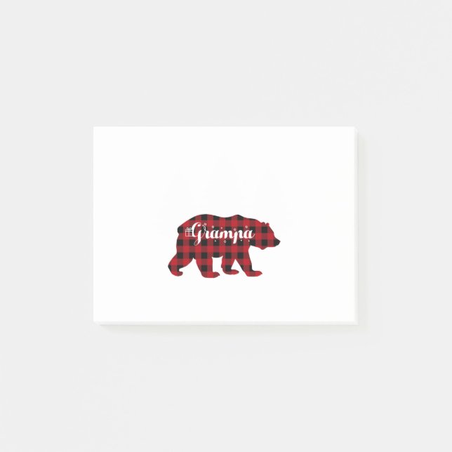 Grampa Bear Buffalo Red Plaid Matching Family Post-it Notes (Front)