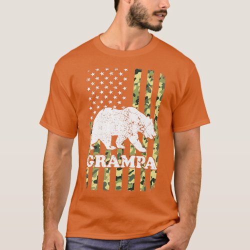 Grampa Bear Camping Hiking Camouflage USA American T_Shirt