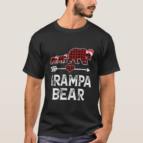 Grampa Bear Christmas Pajama Red Plaid Buffalo Fam T_Shirt