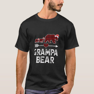 Grampa Bear Christmas Pajama Red Plaid Buffalo Fam T-Shirt