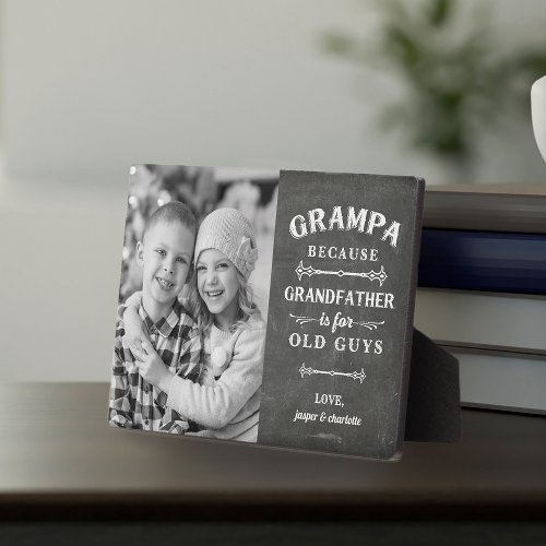Grampa Grandfather Fathers Day Kids Photo Plaque