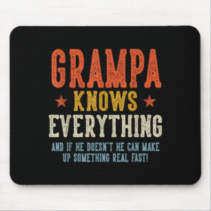 Grampa knows everything father's day retro vintage mouse pad