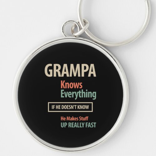 Grampa Knows Everything  Grandfather Gift Keychain