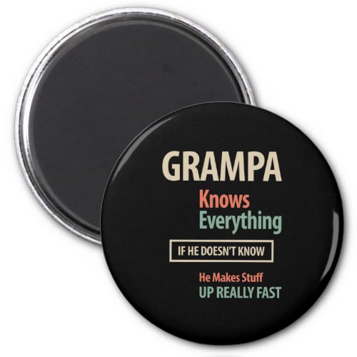 Grampa Knows Everything  Grandfather Gift Magnet