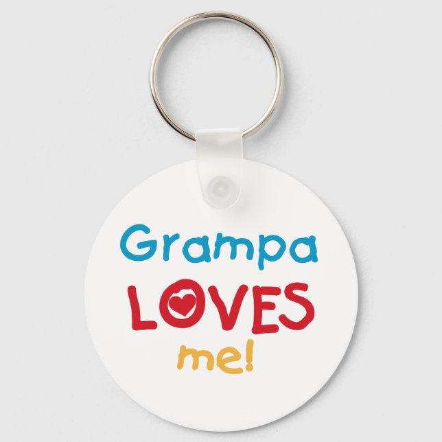 Grampa Loves Me T-shirts and Gifts Keychain (Front)