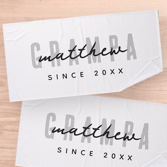 Grampa Modern Elegant Simple Father's Day Bath Towel (Creator Uploaded)