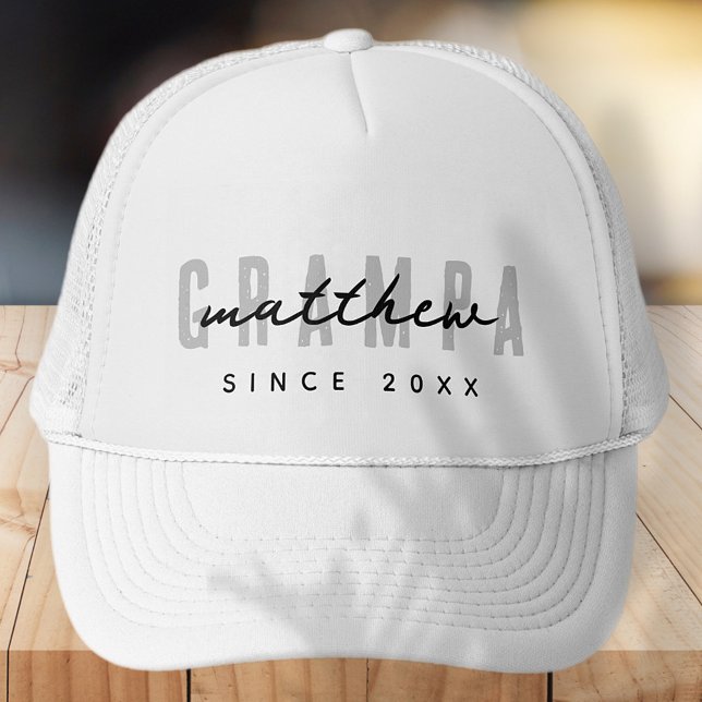 Grampa Modern Elegant Simple Father's Day Trucker Hat (Creator Uploaded)
