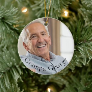 Grampa simple stylish keepsake photo ceramic ornament