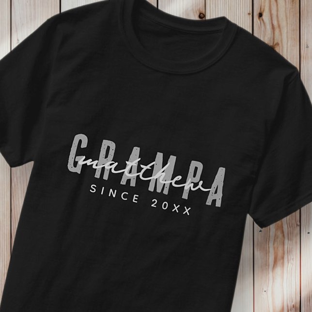 Grampa Since 20XX Modern Elegant Simple T-Shirt (Creator Uploaded)
