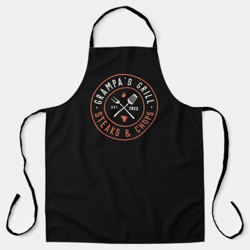 Grampas Grill Personalized Year Established Apron