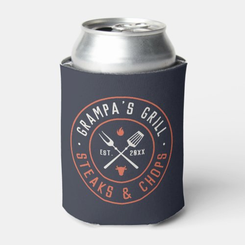 Grampas Grill Personalized Year Established Can Cooler