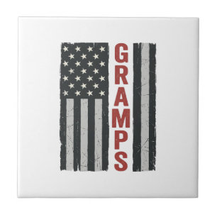 Gramps American Flag Vintage Patriotic Vector_1 Ceramic Tile