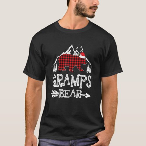 Gramps Bear Christmas Pajama Red Plaid Buffalo Fam T_Shirt