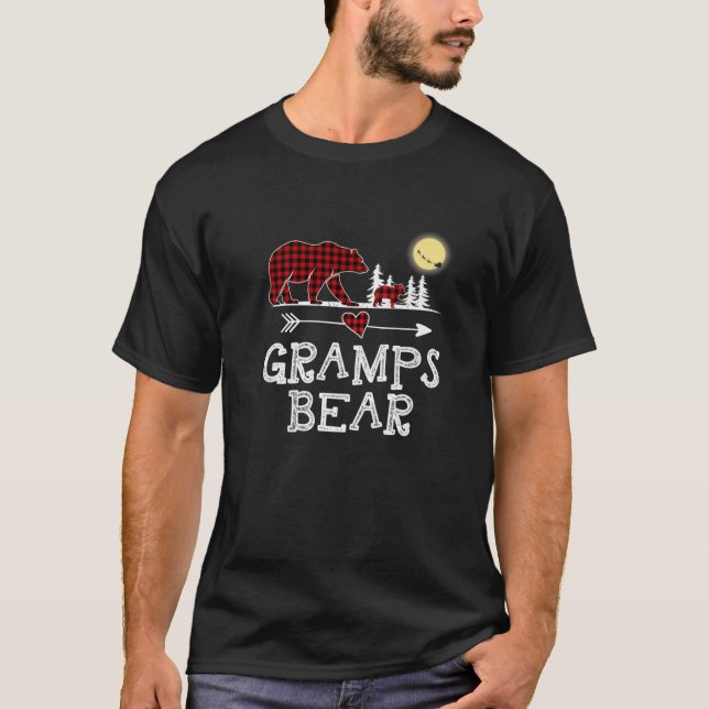 Gramps Bear Christmas Pajama Red Plaid Buffalo T-Shirt (Front)