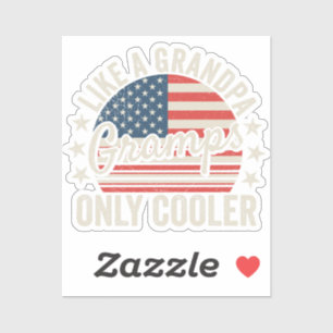 Gramps Like a Grandpa Only Cooler USA Flag Vinyl Sticker