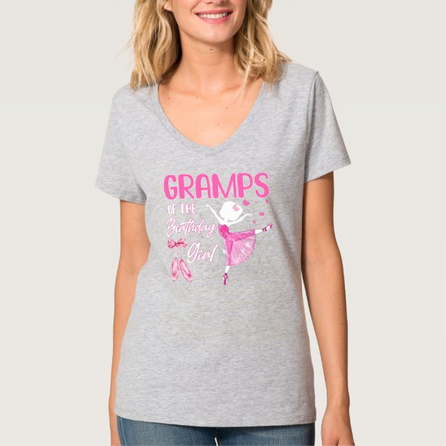 Gramps Of The Birthday Girl Ballerina Ballet T-Shirt (Front)