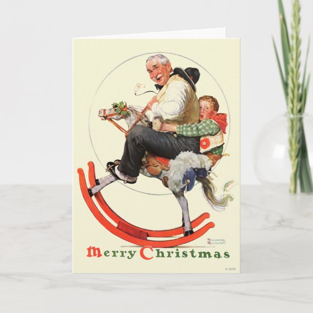 Gramps on Rocking Horse Holiday Card (Front)
