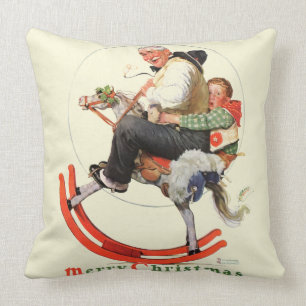 Gramps on Rocking Horse Throw Pillow
