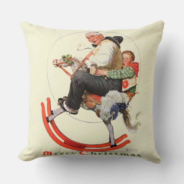 Gramps on Rocking Horse Throw Pillow (Front)