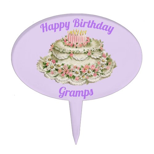 GRAMPS  VINTAGE BIRTHDAY CAKE  CAKE TOPPER