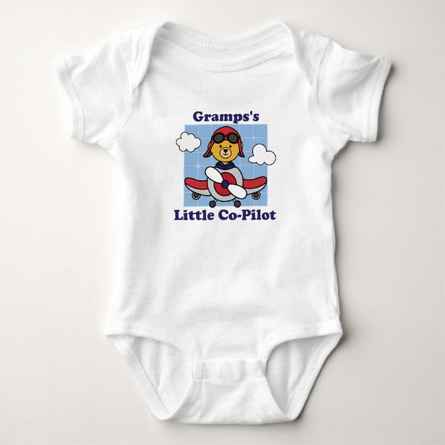Gramps's Little Co-Pilot - Cute Airplane Baby Bodysuit (Front)