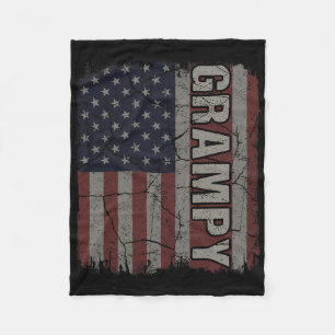 Grampy American Flag Vintage Father's Day 4th Of J Fleece Blanket