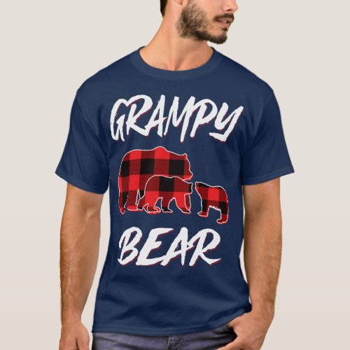 Grampy Bear Red Plaid Christmas Pajama Matching Fa T_Shirt