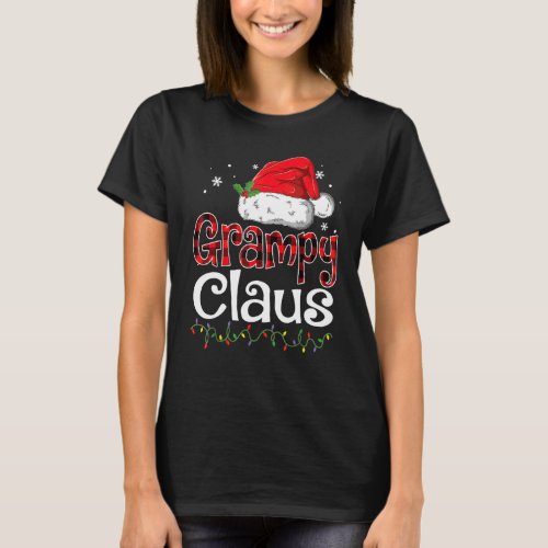 Grampy Claus Santa Hat Red Plaid Buffalo Christmas T-Shirt