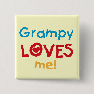 Grampy Loves Me T-shirts and Gifts Button
