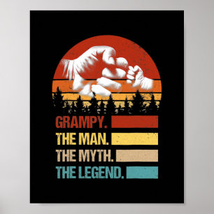 Grampy Man Myth Legend Vintage Dad Fist Bump Poster