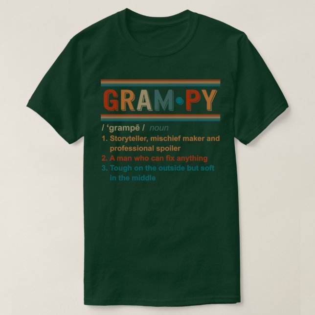 Grampy Noun Grampy Definition Best Grandpa Gift Re T-Shirt (Design Front)