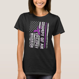 Grampy of a Warrior Epilepsy Purple Ribbon Support T-Shirt