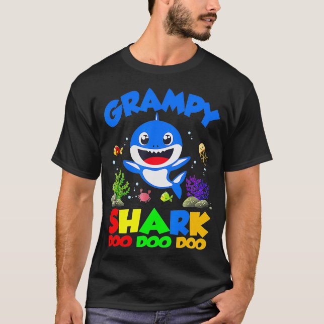 Grampy Of The Baby Shark Birthday Grampy Shark  T-Shirt (Front)