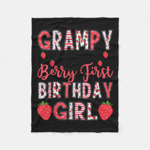 Grampy Of The Berry First Birthday Girl Strawberry Fleece Blanket