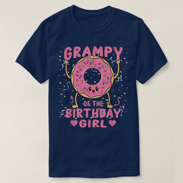 Grampy Of The Birthday Girl Pink Donut Bday Party  T-Shirt (Design Front)