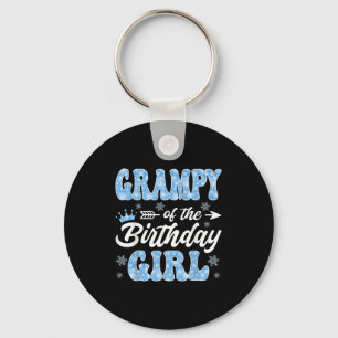 Grampy Of The Birthday Girl Snowflakes Winter Chri Keychain