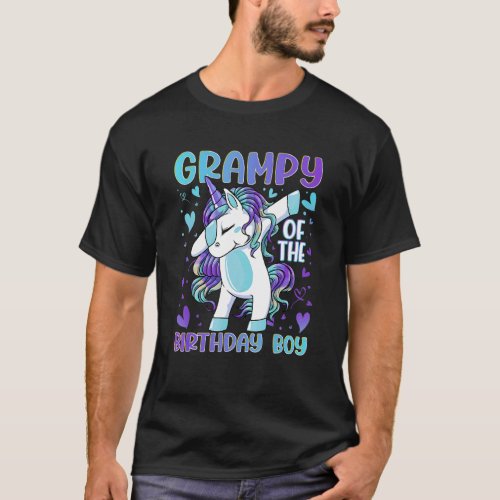 Grampy of the Birthday Party Boy Dabbing Unicorn 1 T_Shirt