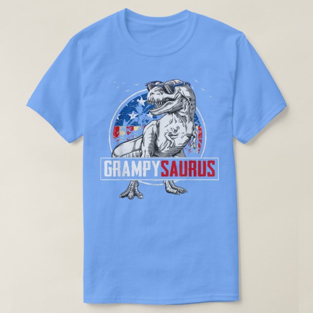Grampy saurus Dinosaur T Re American Flag Family M T-Shirt (Design Front)
