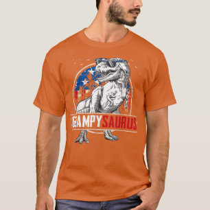 Grampy saurus Dinosaur T Re American Flag Family T-Shirt