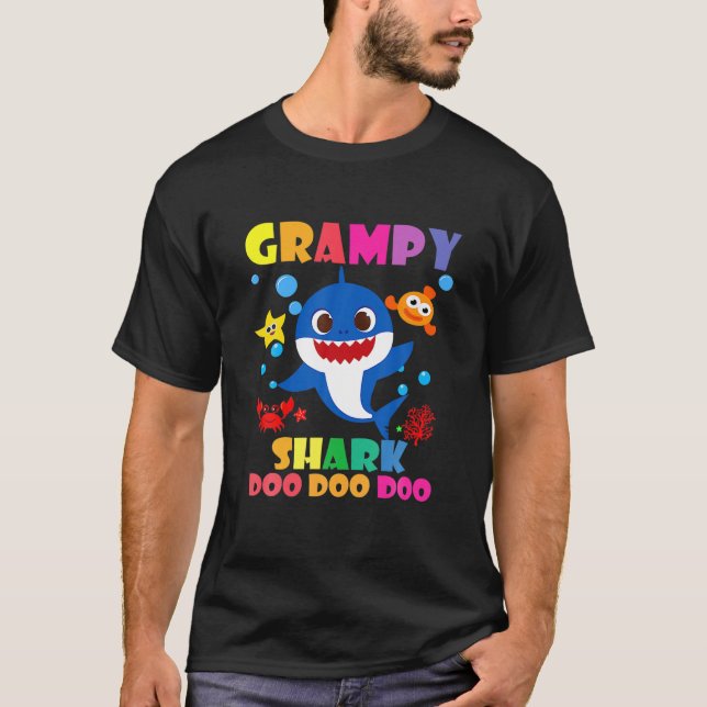 Grampy Shark Doo Doo Funny Baby Mommy Daddy Kids T-Shirt (Front)