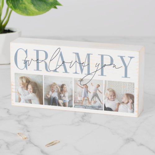Grampy We Love You 4 Photo Collage Wooden Box Sign