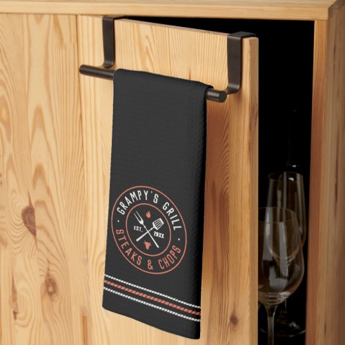 Grampys Grill Personalized Year Established Kitchen Towel