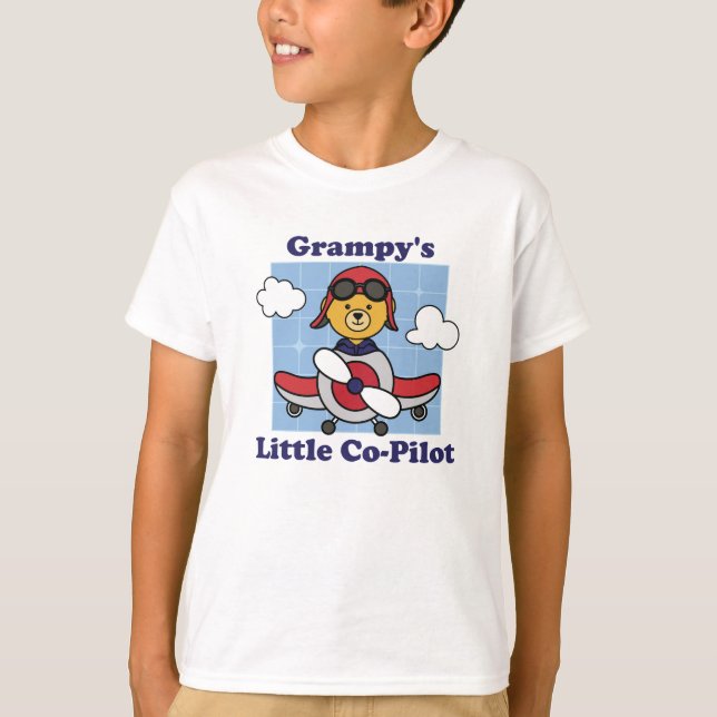 Grampy's Little Co-Pilot - Cute Airplane T-Shirt (Front)