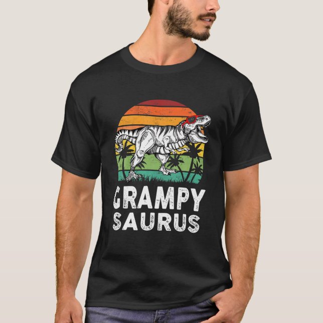 Grampysaurus Funny T Rex Dinosaur Grampy Saurus Fa T-Shirt (Front)
