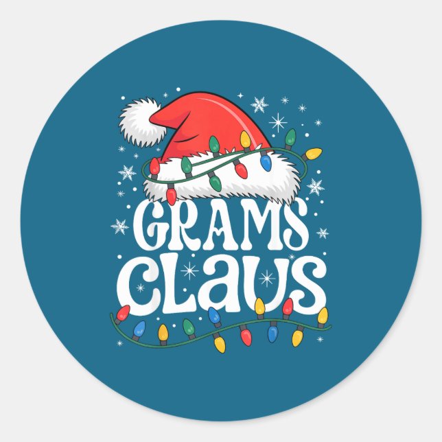 Grams Claus Funny Xmas Christmas Grandma Holiday S Classic Round Sticker (Front)