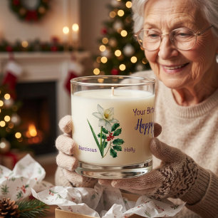 Gram's December Birthday Flowers Personalize Scented Candle